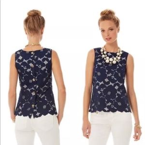 Lilly Pulitzer Iona navy lace tank Sz large